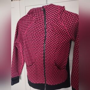 Lululemon Scuba Hoodie Women’s 6 Rare Raspberry Black Check Full Zip Excel Cond